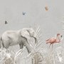 Papier peint animaux tropicaux feuilles enfants
