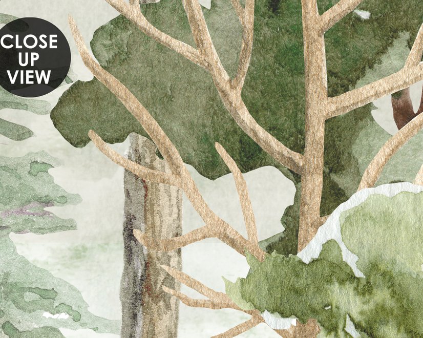 Kids Watercolor Forest Trees Wallpaper Mural