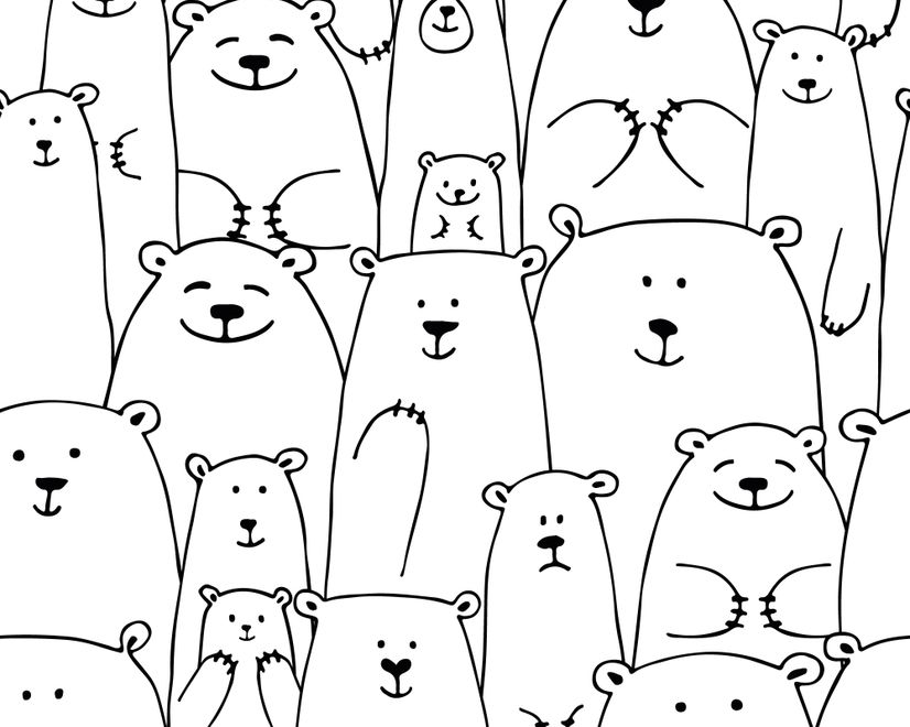 Hand Drawing Kids Cute Bear Art Wallpaper Mural