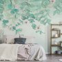 Papier peint fleurs de prunier avec feuilles