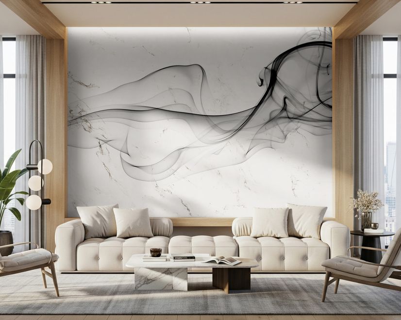 Dark Smoke with Marble Pattern Wallpaper Mural