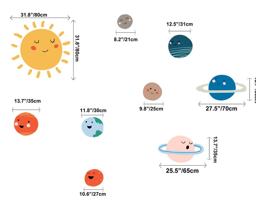 Kids Wall Decal Sun and Planets Wall Decals