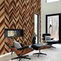 Papier peint effet bois motif chevron géométrique