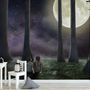3D-Look Mondlandschaft mit süßer Kinder-Fototapete