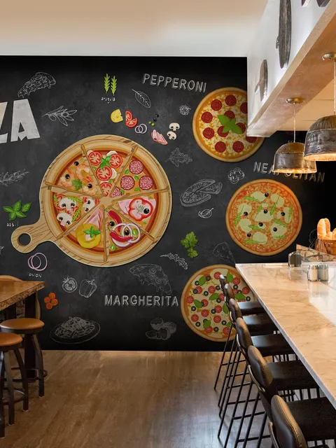 3D Look Italiano Pizza Wallpaper Mural