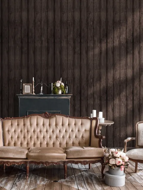 Vintage Wood Look Panel Wallpaper