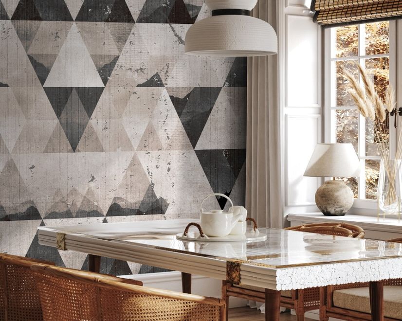 Geometric Dark Trigon Pattern Wallpaper Mural