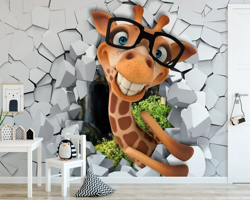 Cartoon Giraffe Wallpaper Mural