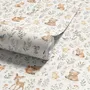 Woodland nursery wallpaper pattern with watercolour fawns, fox cubs, rabbits, teddy bears, birds and ducklings on cream