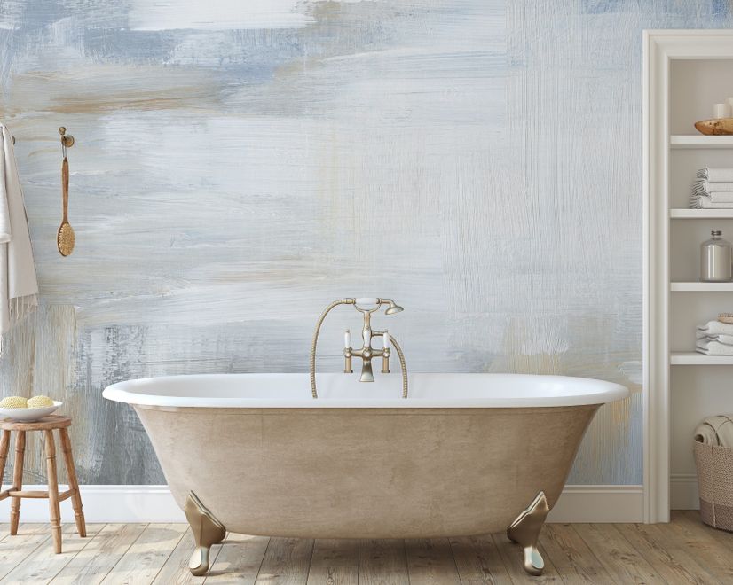 Soft Turquoise Brush Wallpaper Mural