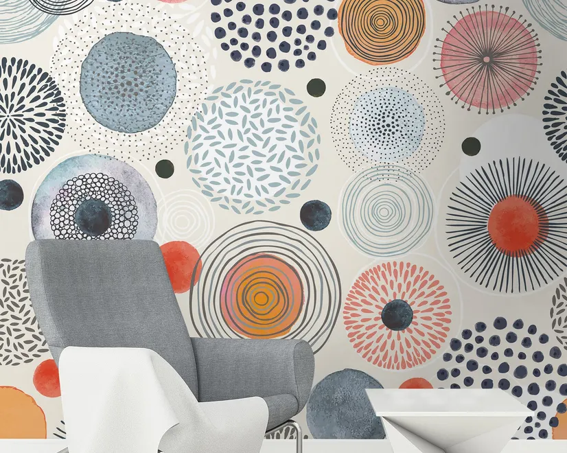 Abstract Colorful Circle Wallpaper Mural
