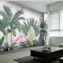 Flamingo Toucan with Vintage Forest Wallpaper Mural