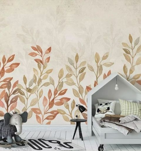 Papier peint panoramique feuilles d'automne vintage
