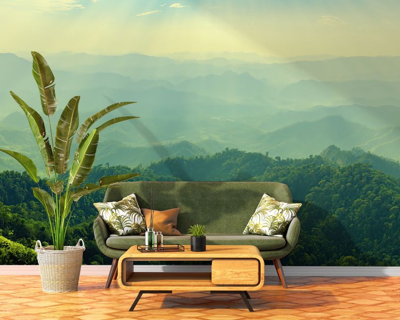 Green Mountain Silhouette Wallpaper Mural