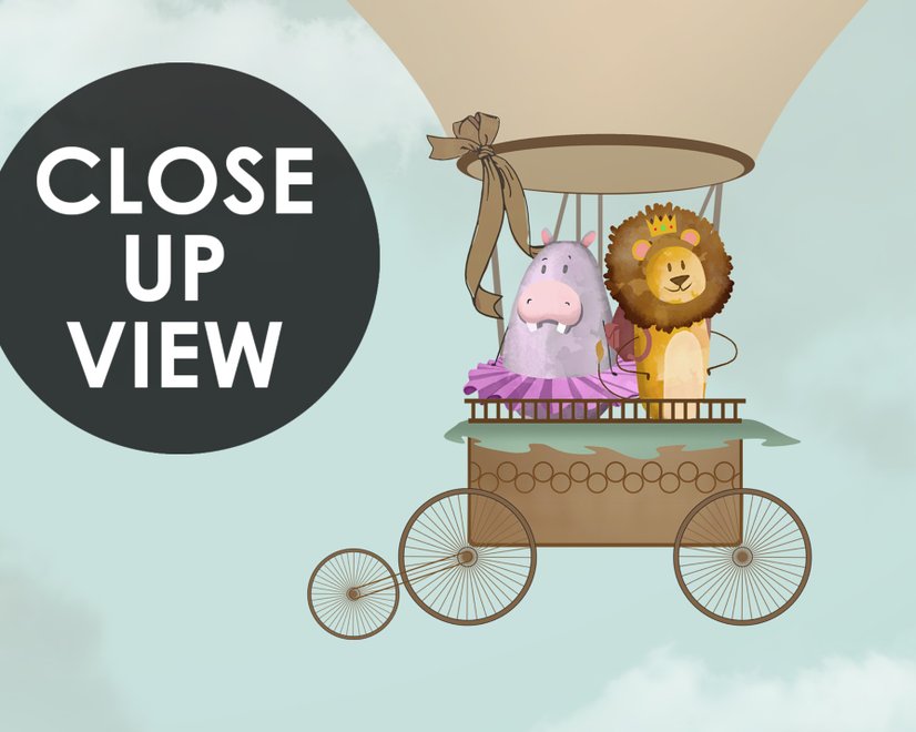 Hot Air Balloon with Animals Wallpaper Mural