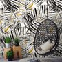 Papier peint panoramique motifs feuilles de palmier aquarelle