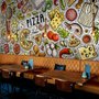 Cartoon Bunte Fast Foods und Pizza Fototapete