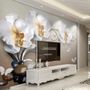 Fototapete mit 3D-Effekt: Orchideenblüten und Kieselsteine