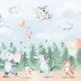 Kids Cute Animals Dancing in the Forest Wallpaper Mural