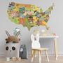 United States Map Wall Decal Sticker for Kids Room