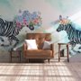 Colorful Flowery Zebra Wallpaper Mural