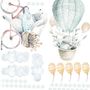 Kinder Cartoon Hase mit Ballons und Schneeflocken Wandtattoo