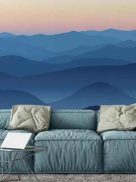 Mountain Silhouette at Sunset Wallpaper Mural