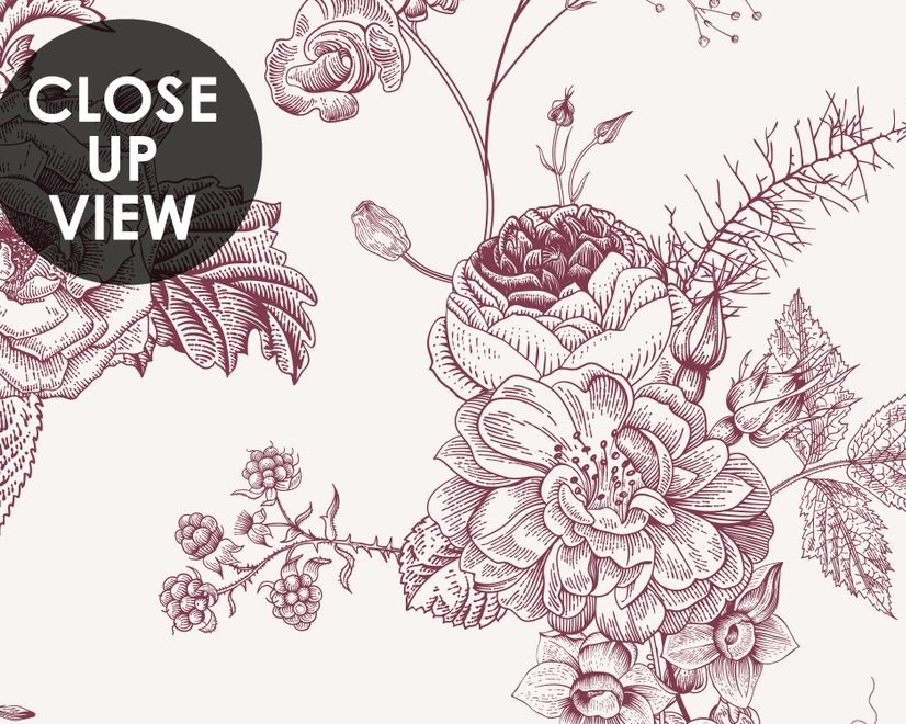 Monochrome Floral Drawing Art Wallpaper Mural