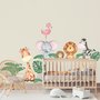 Kids Cute Forest Animal with Banana Leaves Wall Decal Sticker