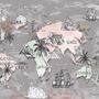 Kids World Map with Famous Landmarks Wallpaper Mural