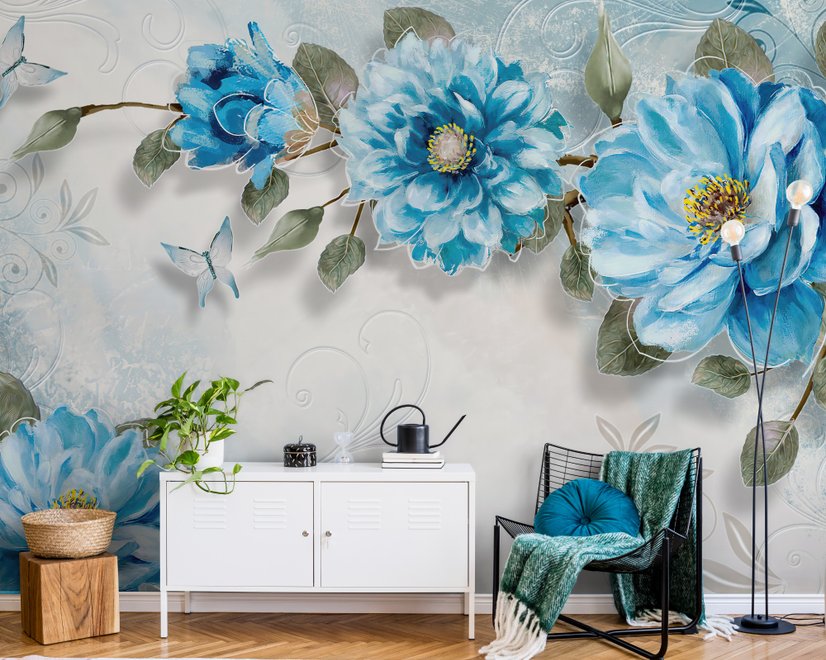 Aquarell Bohemian Blumen Fototapete