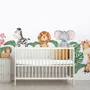 Kids Cute Forest Animal with Banana Leaves Wall Decal Sticker