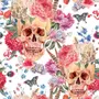 Skull with Flowers Wallpaper Mural