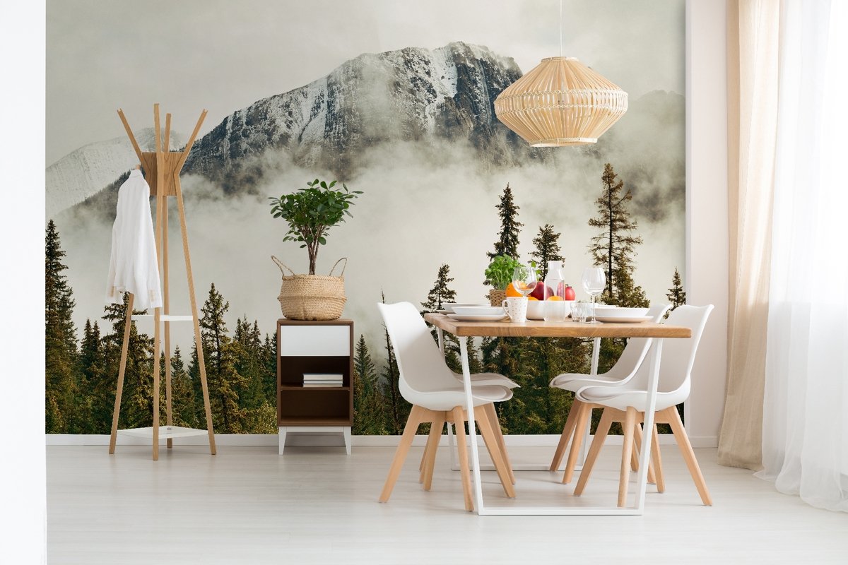 Snowy Mountain Landscape Wallpaper Mural - Peel and Stick