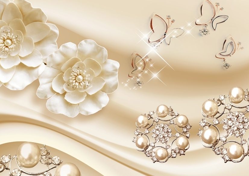 Gold Pearl Flower Wallpaper Mural