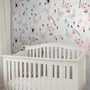 Aquarelle rose bleu fleurs avec oiseaux et papillons Stickers muraux