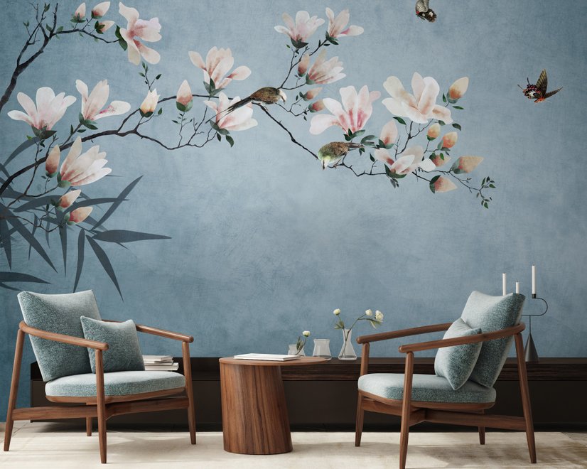 Fototapete mit Rosa Magnolienblütenkunst