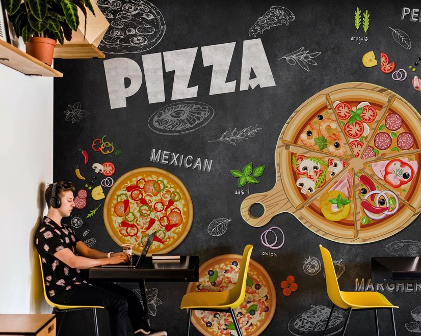3D Look Italiano Pizza Wallpaper Mural