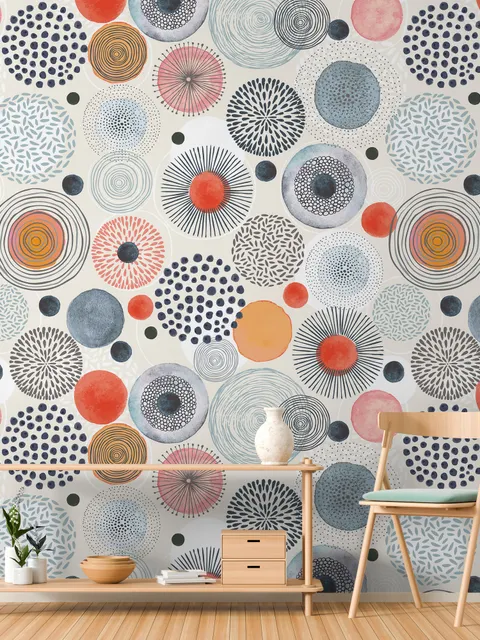 Abstract Colorful Circle Wallpaper Mural