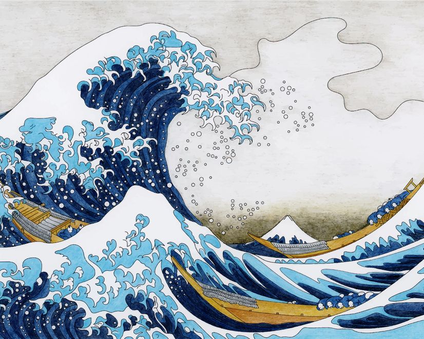 Vintage Wave Drawing Wallpaper Mural