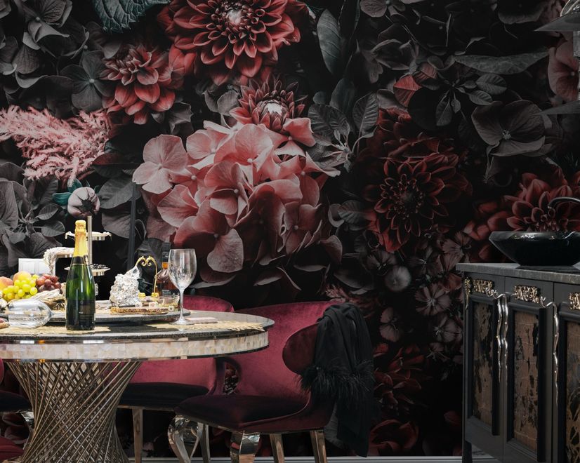 Dark Floral Wallpaper Mural