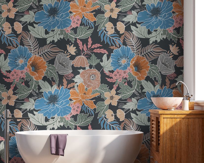 Bohemian Style Anemone Floral Bouquet Wallpaper Mural