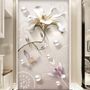 3D Look Florals with Pearls Lux Flowers Wallpaper Mural