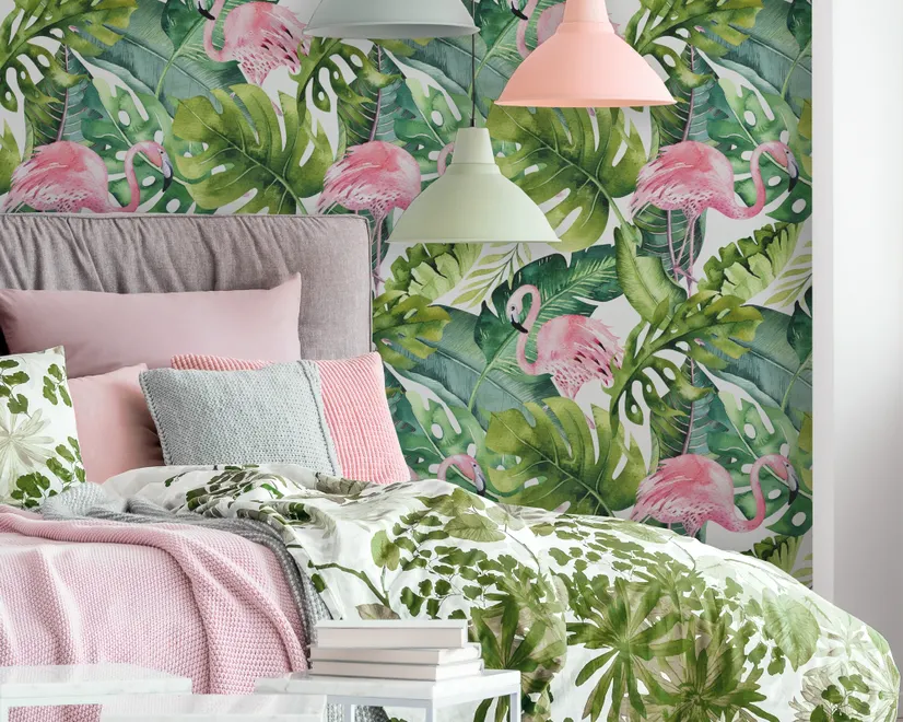 Flamingo Tropical Pattern Walllpaper Wallpaper Mural