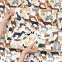 Zoomie kids wallpaper with painted dog breeds in tan, brown, black and grey on white