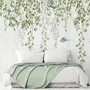 Green Hanging Leaves with Colorful Birds Wallpaper Mural