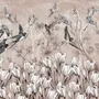Flying Birds on Flowers Wallpaper Mural