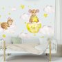 Kids Watercolor Mouse on the Yellow Moon with Little Stars Wall Decal Sticker