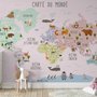  Carte éducatif en Français - Papier peint carte du monde éducative avec animaux pour enfants et bébé