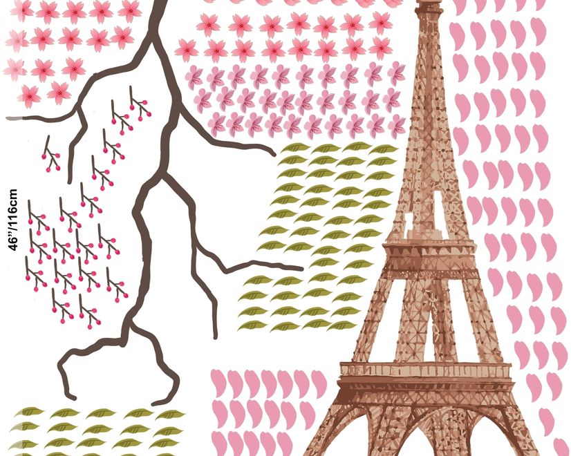 Wandtattoo Paris Eiffelturm mit Kirschblüte